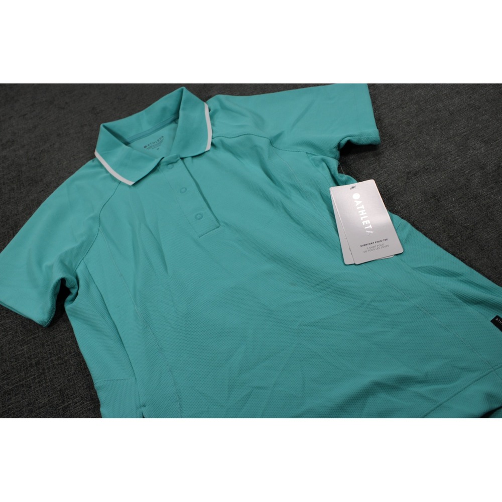 Athleta Everyday Polo Tee Teal Green Short Sleeve Performance Shirt Medium NWT